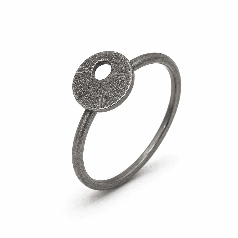 'Dreamcatcher' mini, ring oksidert sølv str.58