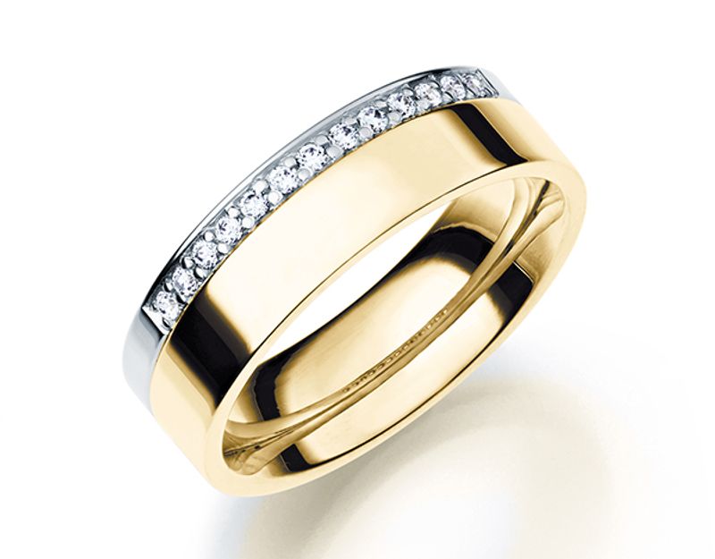 Giftering i gult gull 585, 6mm bredde, dia.0,14ct