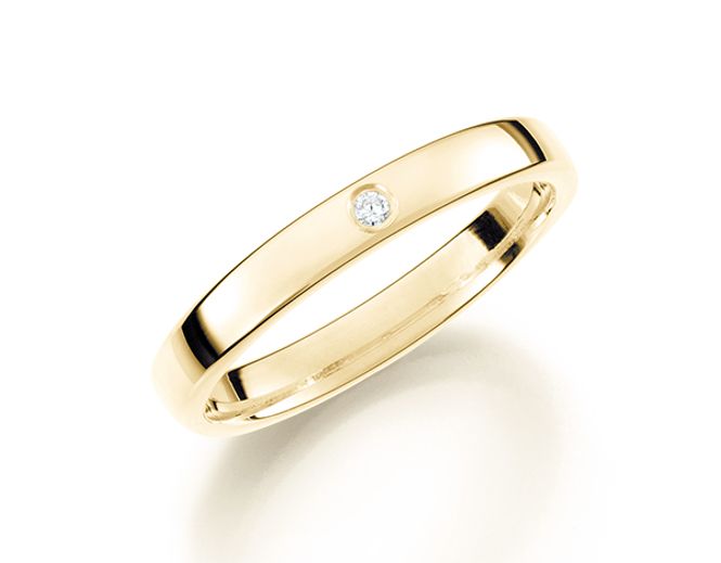 Hovedbilde Giftering i gultgull 585, 3mm bredde, dia.0,02ct