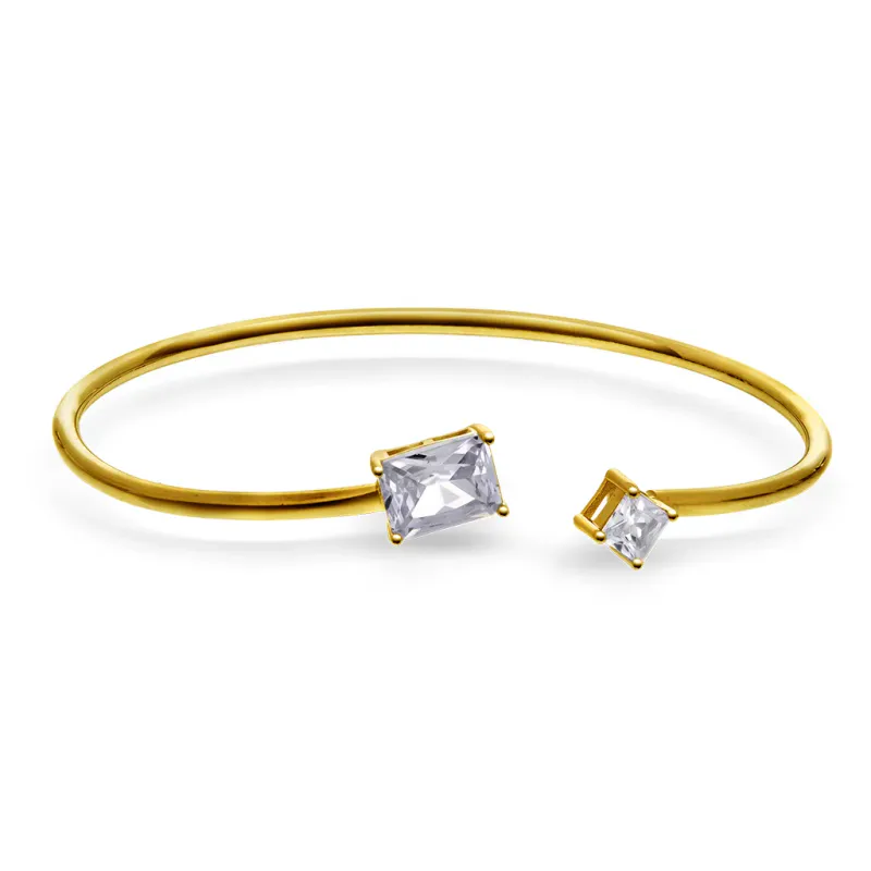 Sandra Lyng x Pan armring i forgylt 925 sølv med to glitrende stener
