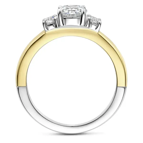 Hovedbilde Ti Sento ring,  tofarget og zirkonia