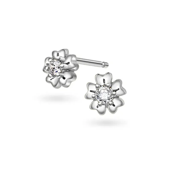 Hovedbilde Øredobber i sølv med zirkonia blomst