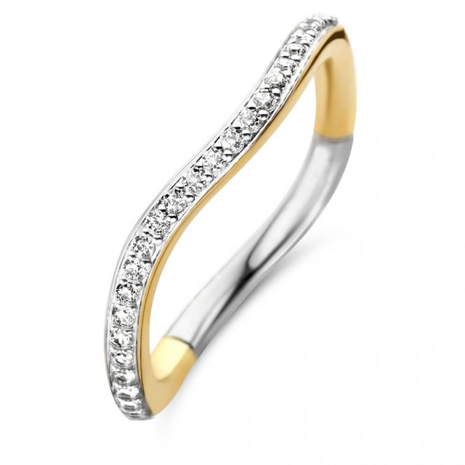 Hovedbilde Ti sento ring- forgylt sølv med cubic zirkonia- ...
