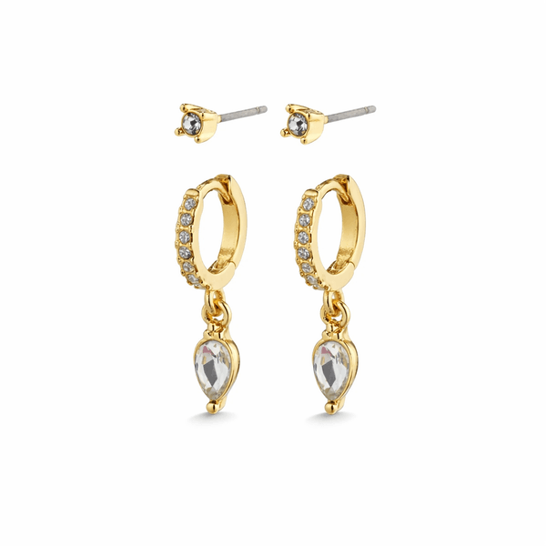 Hovedbilde PILGRIM ELZA øredobber med krystaller, gullbelagt ...