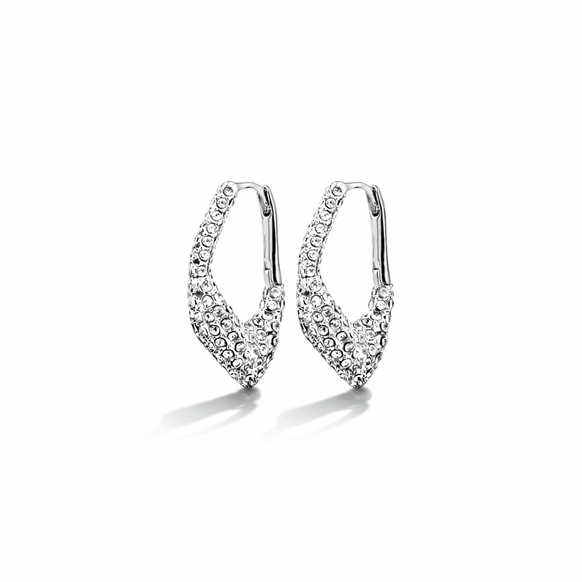 PILGRIM FENIX øredobber med krystaller, sølvbelagt, lengde 23 mm
