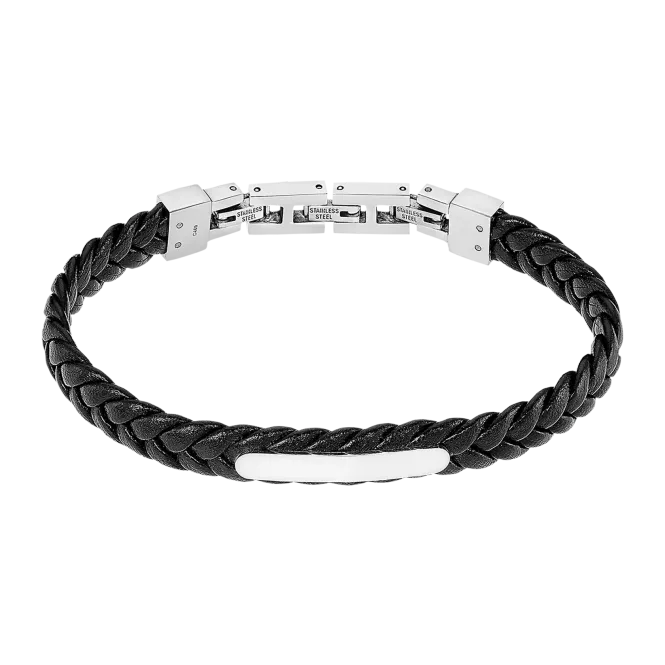 Hovedbilde Lotus Style, armbånd i skinn og stål, sort ...