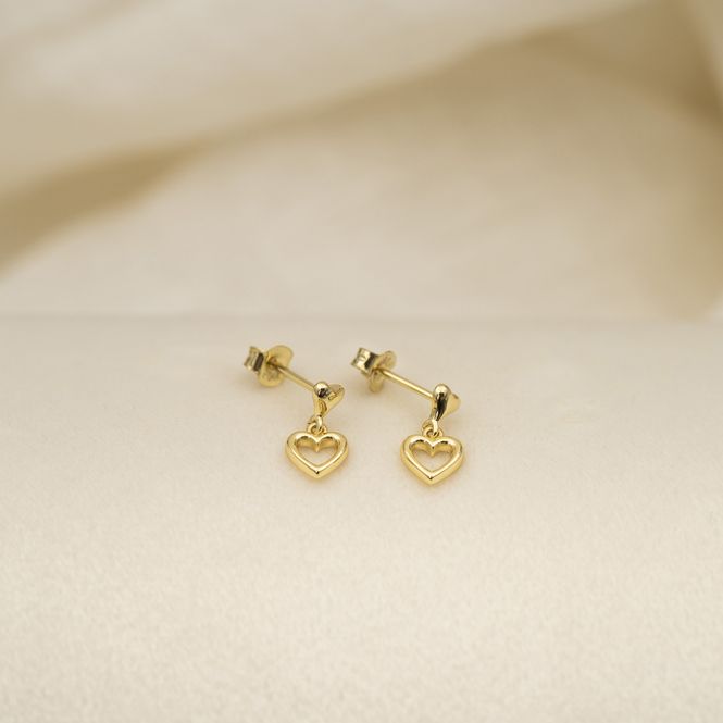 Hovedbilde ØREDOBBER I SØLV HJERTE forgylt H:9,5 mm B:6,3 mm