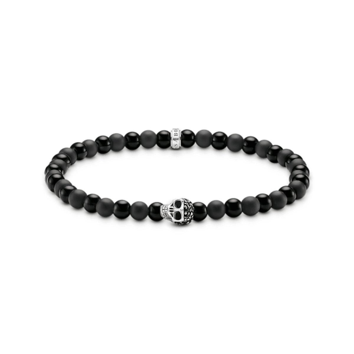 THOMAS SABO Armbånd, sølv, obsidian perler/lavastein- 21cm