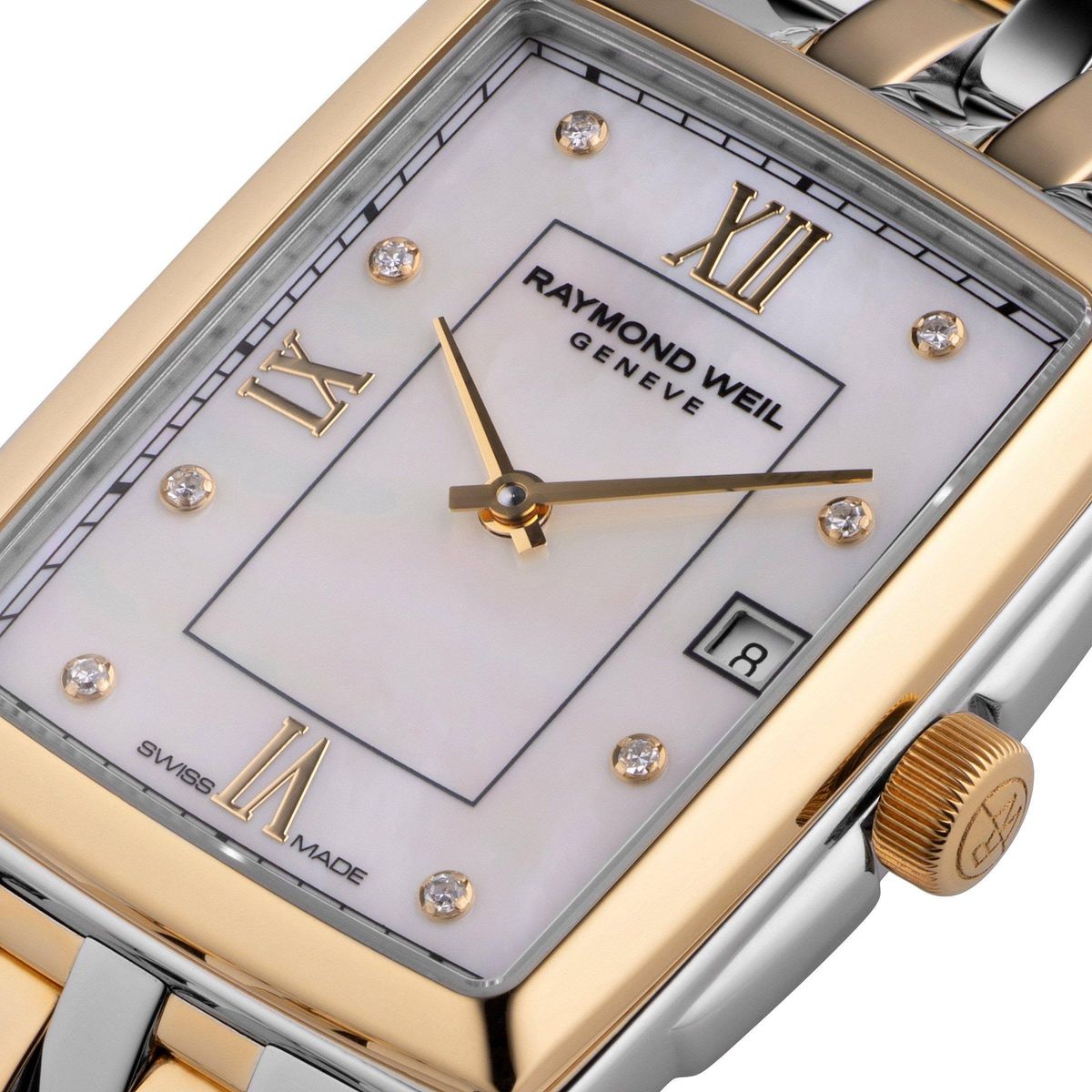 Raymond Weil Toccata Ladies Rectangular Diamond Two-tone / Perle
