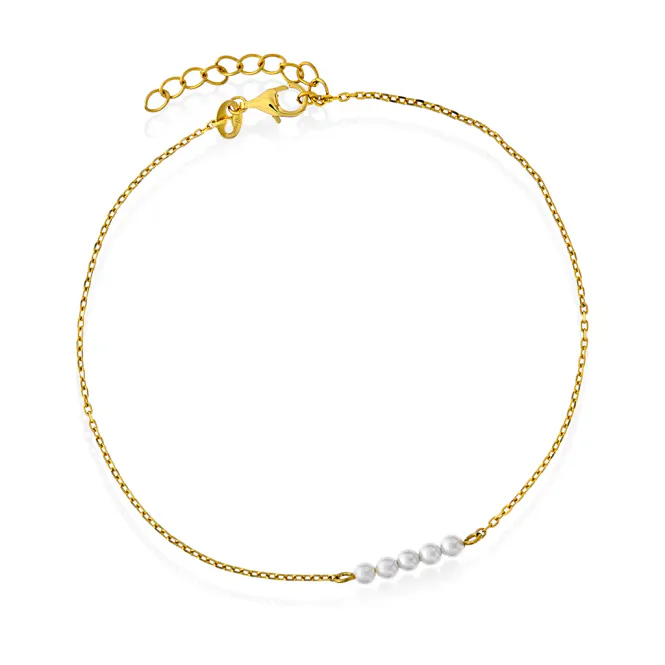 Hovedbilde Ankelkjede i sølv med perler- 25cm