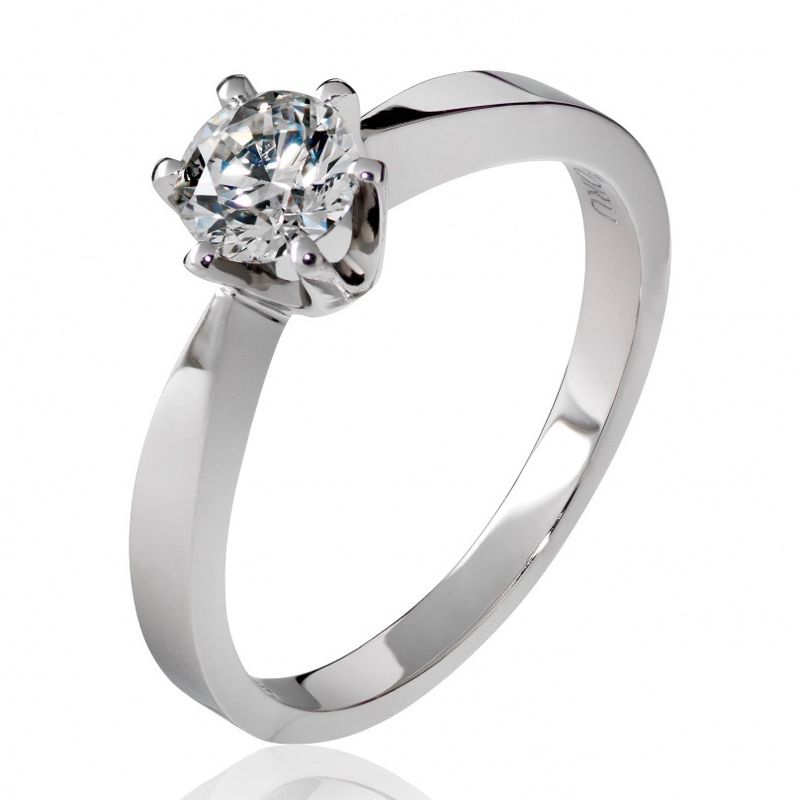 Diamant- ring (GIA) hv.gull 585, dia.0,50ct TW/SI1, Str 56