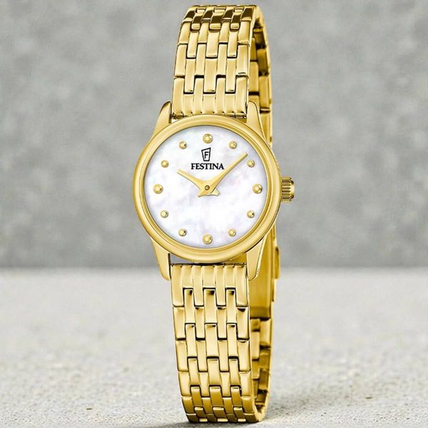 Hovedbilde Festina, hvit perlemorskive, PVD/Stål- 5 ATM, ...