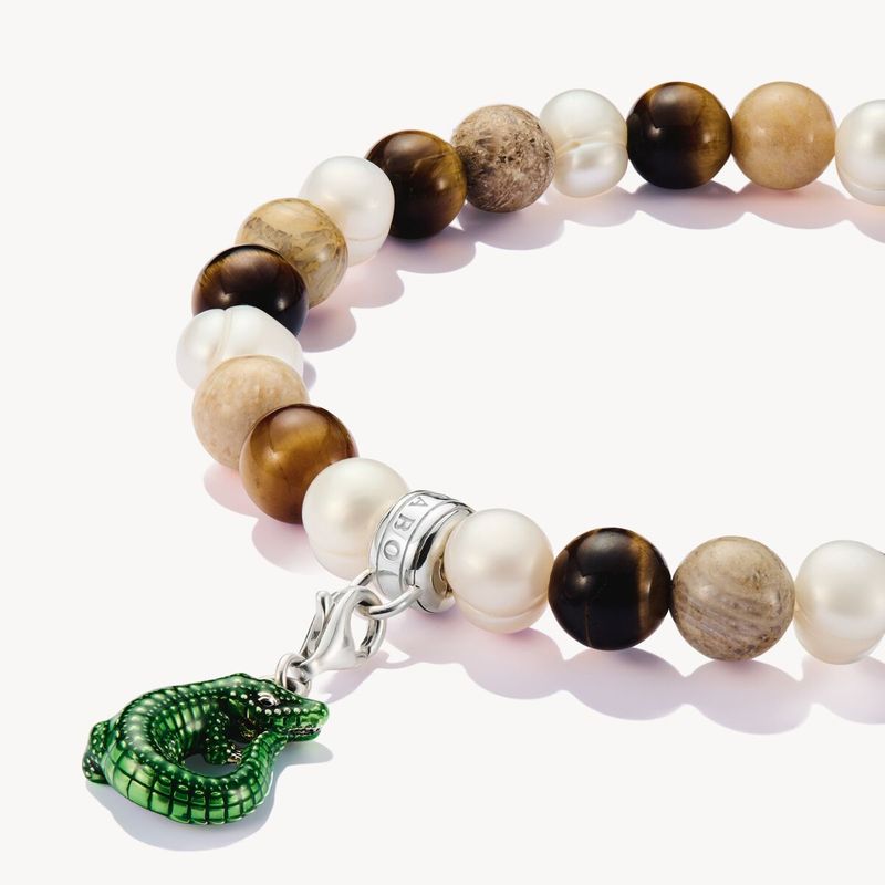 THOMAS SABO 19cm, charms- armbånd for charms, sølv med ecru-fargede steiner
