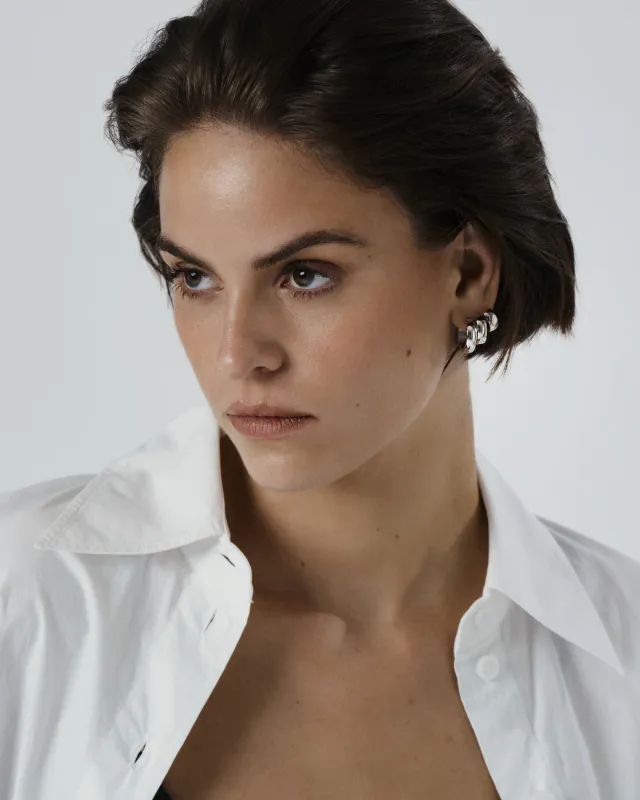 Mockberg Ørepynt  Chunky Silver Hoops Medium